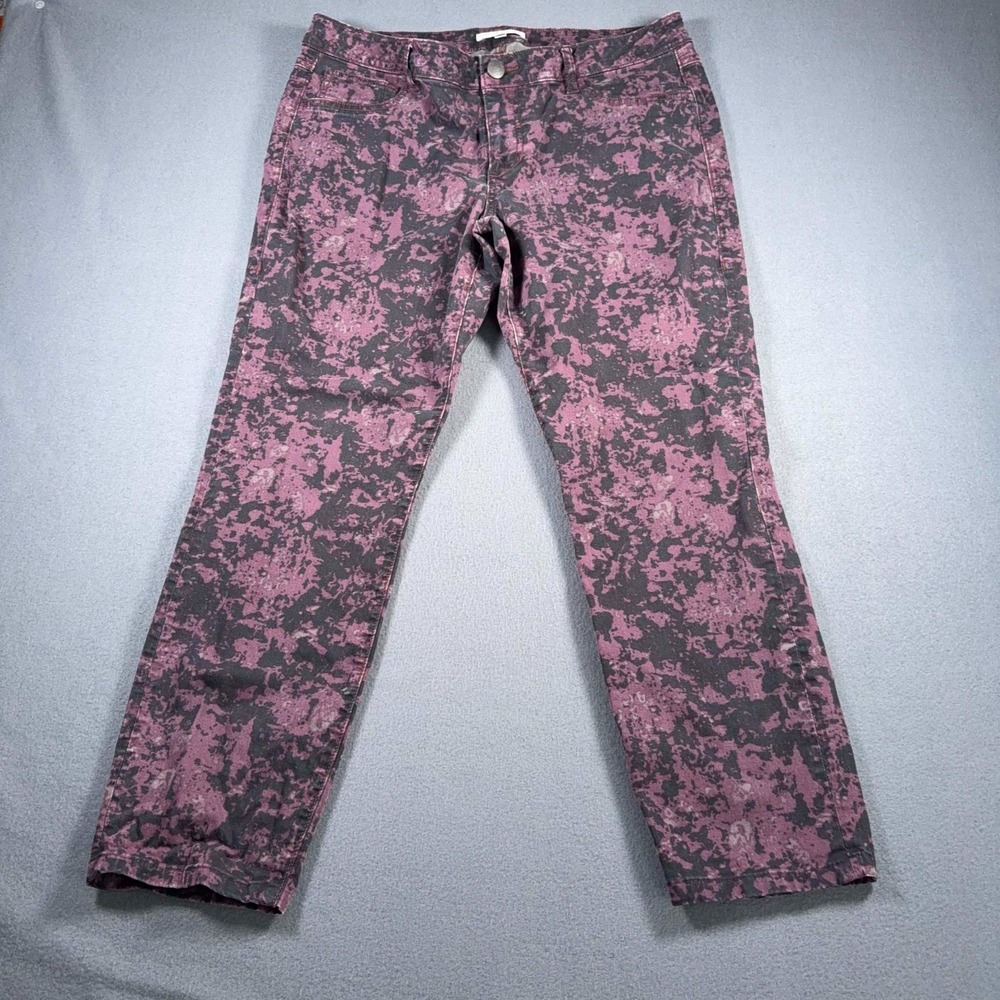 CAbi Women Twilight Purple/Black Camo Stretch Jeggings Pants Size 14